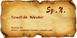 Szedlák Nándor névjegykártya